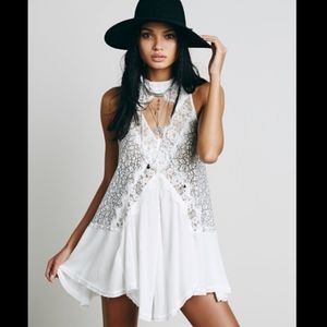 Free People White Lace Mini Dress